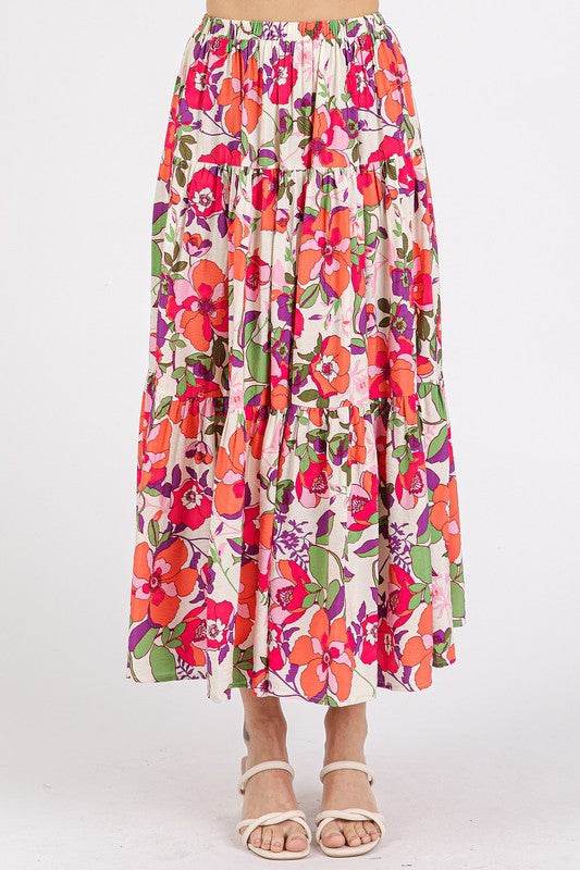 Mittoshop Flower Print Elastic Waist Tiered Skirt - Shop Style & More | Fresh Looks, Everyday Deals & Free Shipping