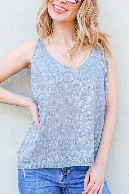 And The Why Leopard Foil Print Sleeveless Sweater Top - Shop Style & More | Fresh Looks, Everyday Deals & Free Shipping