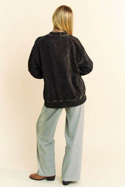 Davi & Dani Stud Star Patch Acid Washed Sweatshirt - Shop Style & More | Fresh Looks, Everyday Deals & Free Shipping