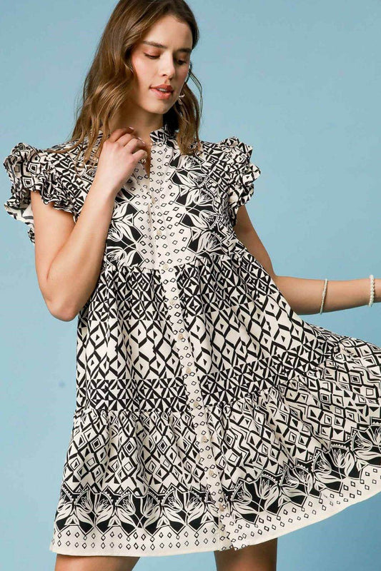 Umgee Full Size Mixed Print Mini Dress Plus Size - Shop Style & More | Fresh Looks, Everyday Deals & Free Shipping