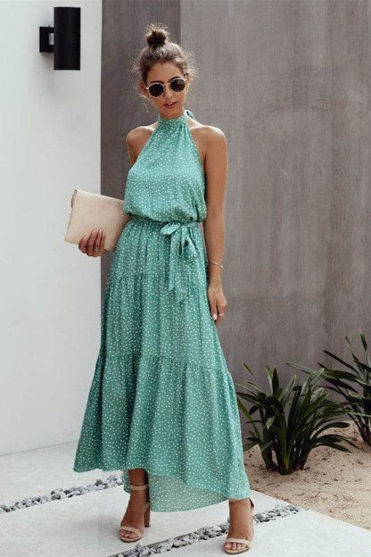 Tie Back Polka Dot Ruffle Hem Halter Dress - Shop Style & More | Fresh Looks, Everyday Deals & Free Shipping