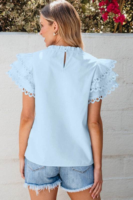 Jessie Layered Ric Rac Cap Sleeve Filled Neck Blou - Shop Style & More | Fresh Looks, Everyday Deals & Free Shipping