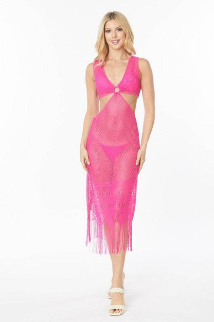 Relaxing Crochet with Tinsel Bottom Mid Cutout Cover Up - Shop Style & More | Fresh Looks, Everyday Deals & Free Shipping