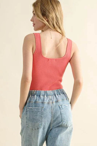 And The Why Ribbed Square Neck Bodysuit - Shop Style & More | Fresh Looks, Everyday Deals & Free Shipping