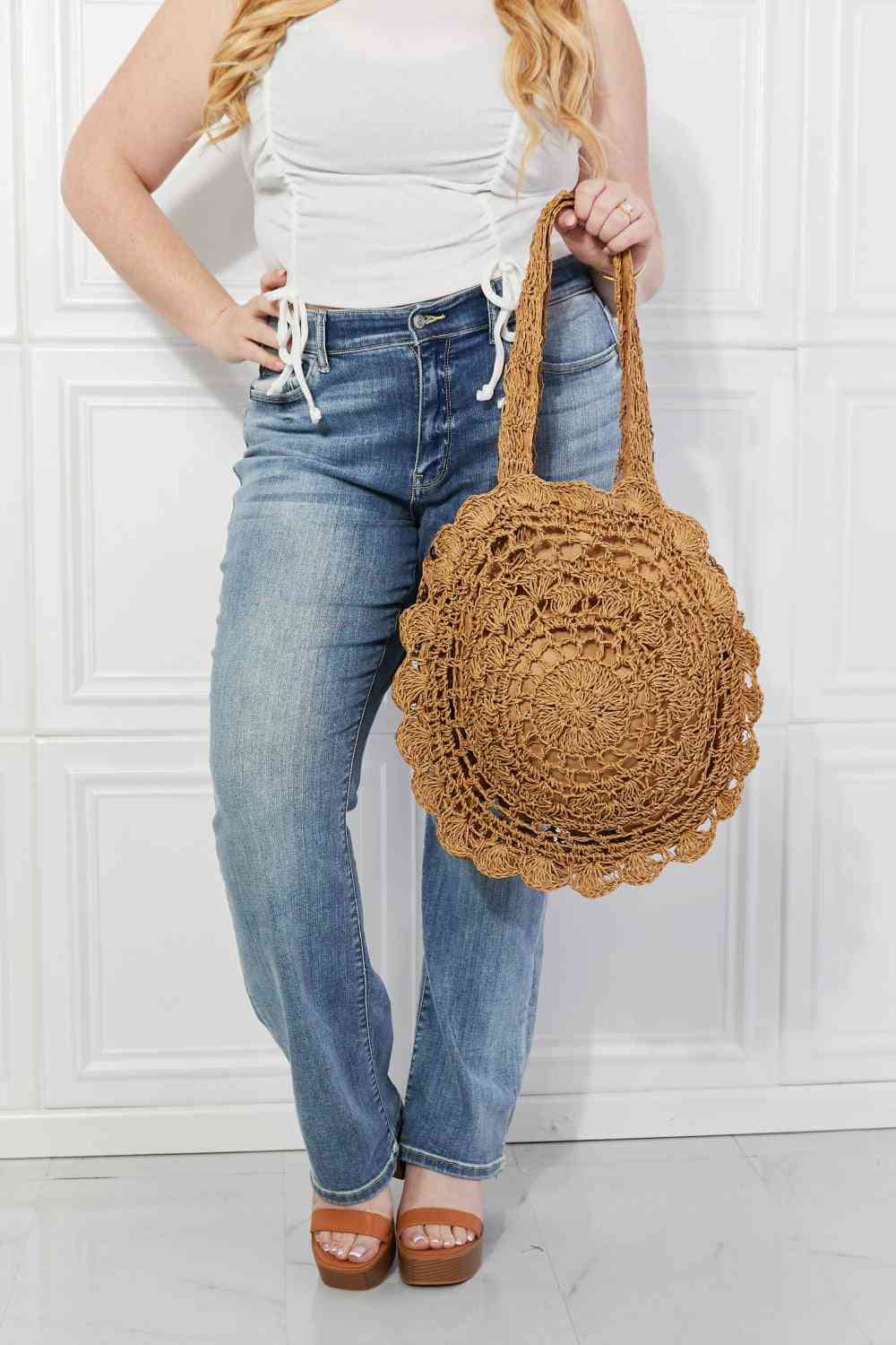 Justin Taylor Brunch Time Straw Rattan Handbag Bags