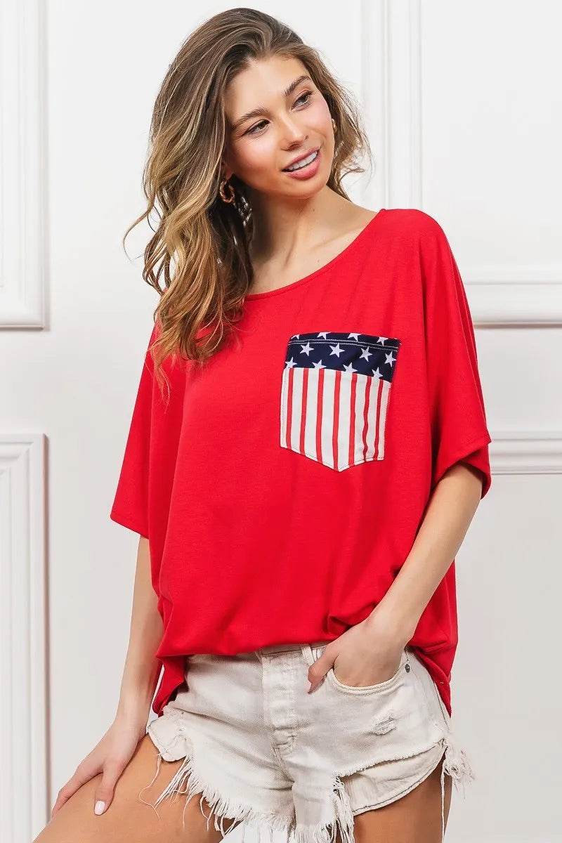 BiBi French Terry With Front Pocket Dolman Sleeves Top - Shop Style & More | Fresh Looks, Everyday Deals & Free Shipping