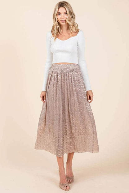 Mittoshop Metallic Glitter Speckle Print Elastic Midi Skirt - Shop Style & More | Fresh Looks, Everyday Deals & Free Shipping