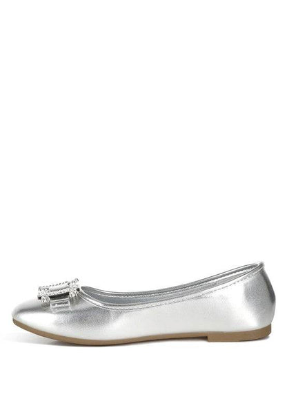 Navik Rhinestone Buckle Metallic Ballerinas - Shop Style & More | Fresh Looks, Everyday Deals & Free Shipping