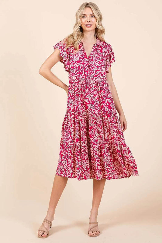 Mittoshop Abstract Print Ruffle Tier Midi Dress - Shop Style & More | Fresh Looks, Everyday Deals & Free Shipping