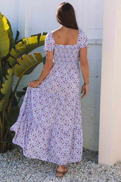 Bubble Sleeve Shirred High Waist Maxi Dress - Shop Style & More | Fresh Looks, Everyday Deals & Free Shipping