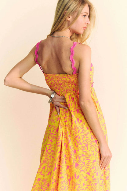 Davi & Dani Geo 2 Tone Printed Wavi Trim Tiered Maxi Dress - Shop Style & More | Fresh Looks, Everyday Deals & Free Shipping