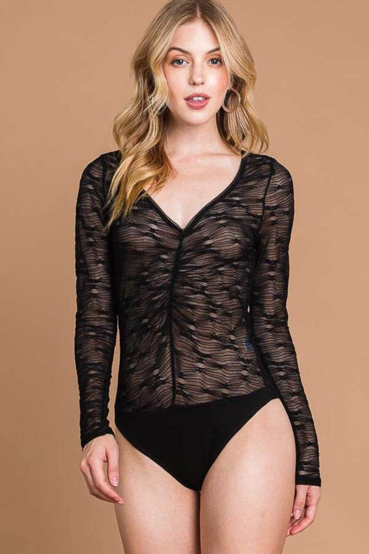 Culture Code Round Neck Mesh Perspective Bodysuit - Shop Style & More | Fresh Looks, Everyday Deals & Free Shipping