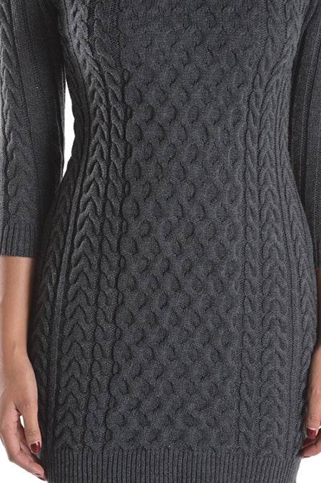 Round Neck Cable Knit Long Sleeve Sweater Dress - Shop Style & More | Fresh Looks, Everyday Deals & Free Shipping