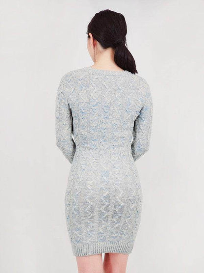 Cable Knit Long Sleeve Heather Color Sweater Dress - Shop Style & More | Fresh Looks, Everyday Deals & Free Shipping