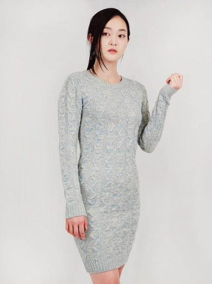 Cable Knit Long Sleeve Heather Color Sweater Dress - Shop Style & More | Fresh Looks, Everyday Deals & Free Shipping