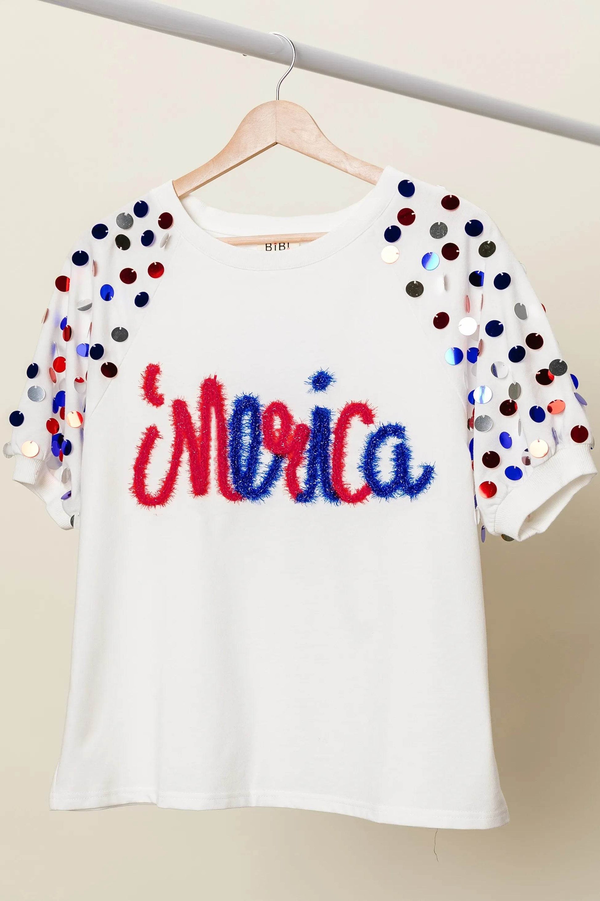 BiBi Metallic Letter Spangle Raglan Puff Sleeve Top - Shop Style & More | Fresh Looks, Everyday Deals & Free Shipping