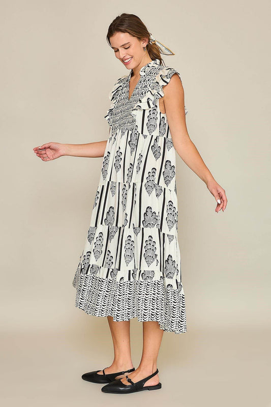 Umgee Full Size Boarder Print Midi Dress Plus Size - Shop Style & More | Fresh Looks, Everyday Deals & Free Shipping