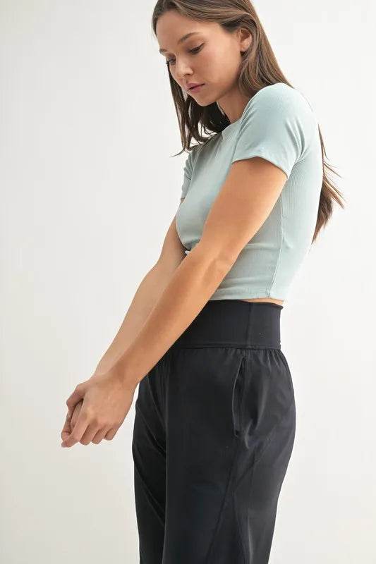 MONO B Essential Micro-ribbed Cropped Athleisure Tee - Shop Style & More | Fresh Looks, Everyday Deals & Free Shipping