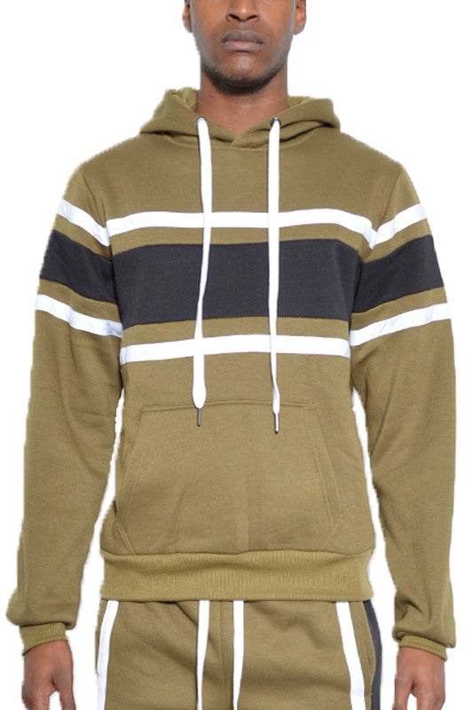 SOLID WITH THREE STRIPE PULLOVER HOODIE - Shop Style & More | Fresh Looks, Everyday Deals & Free Shipping
