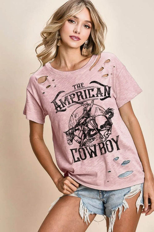 BiBi Cotton Slub Laser Top American Cow Boy Graphic - Shop Style & More | Fresh Looks, Everyday Deals & Free Shipping