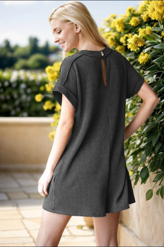 Heimish Full Size Short Sleeve Ribbed Romper with Pockets - Shop Style & More | Fresh Looks, Everyday Deals & Free Shipping