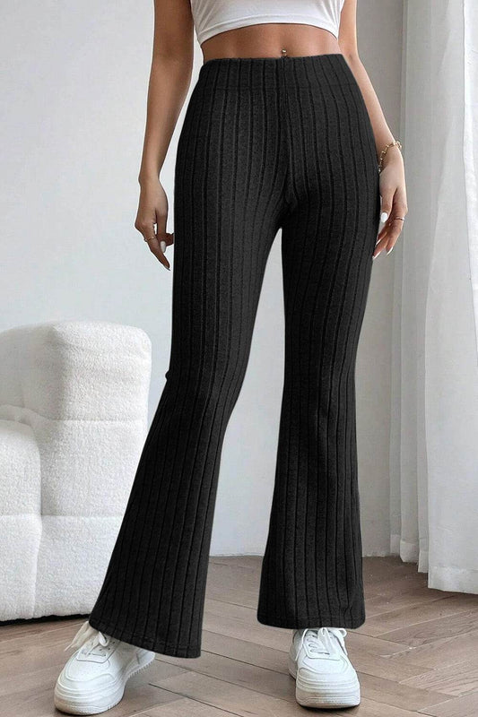 Basic Bae Full Size Ribbed High Waist Flare Pants - Shop Style & More | Fresh Looks, Everyday Deals & Free Shipping
