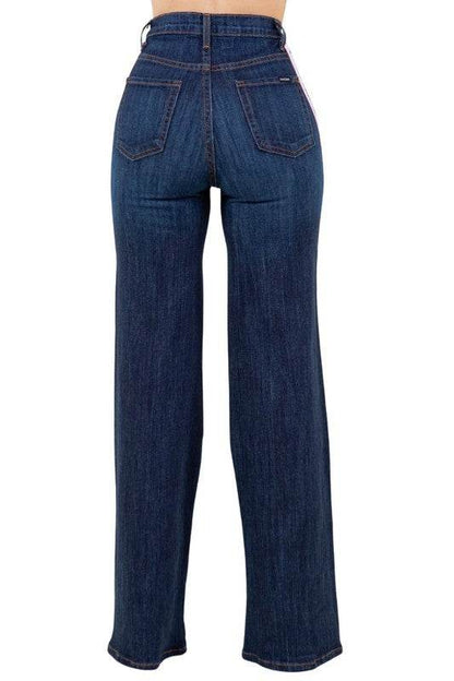 Wide Leg Jean with Stripe detail - Shop Style & More | Fresh Looks, Everyday Deals & Free Shipping