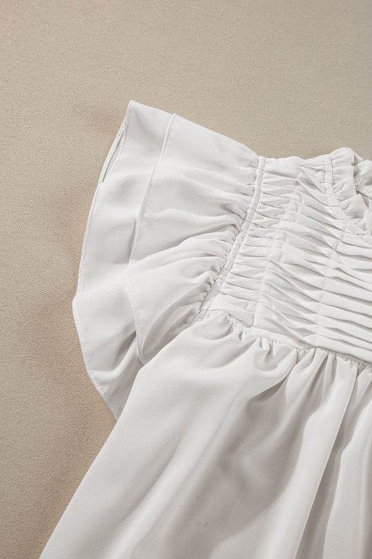 Dayana Ruffled Flutter Sleeve Pleated Blouse - Shop Style & More | Fresh Looks, Everyday Deals & Free Shipping