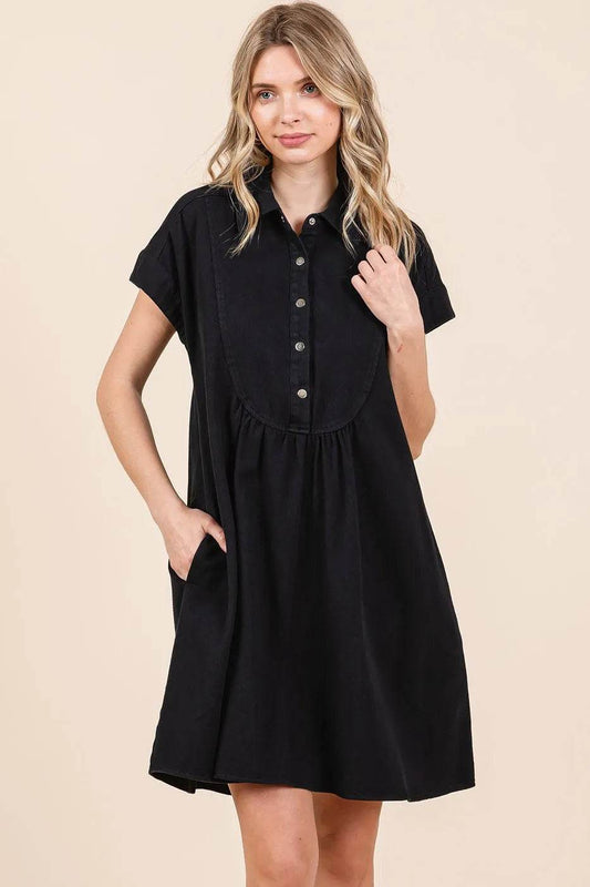 Mittoshop Twill Short Sleeve Collared Mini Dress - Shop Style & More | Fresh Looks, Everyday Deals & Free Shipping