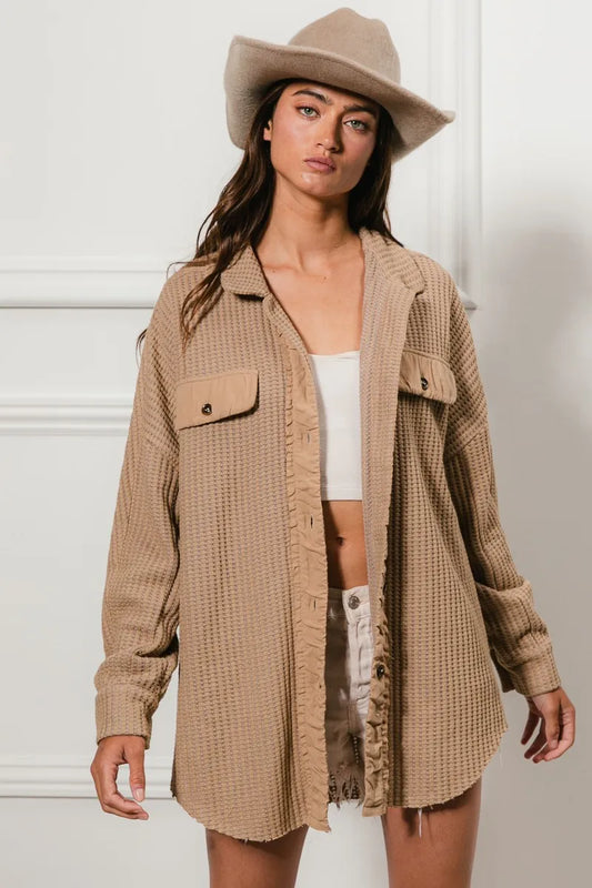 BiBi Heavy Waffle Oversized Shacket Women's Outerwear