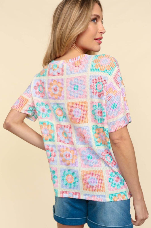 Haptics Flower Print Round Neck Short Sleeve T-Shirt - Shop Style & More | Fresh Looks, Everyday Deals & Free Shipping