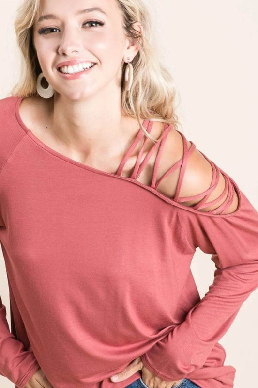 BiBi Jersey Knit One Shoulder Top With Criss Cross - Shop Style & More | Fresh Looks, Everyday Deals & Free Shipping