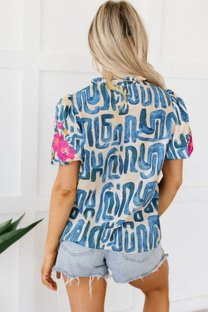 Lara Puff Sleeve Frilled Neck Printed Top - Shop Style & More | Fresh Looks, Everyday Deals & Free Shipping