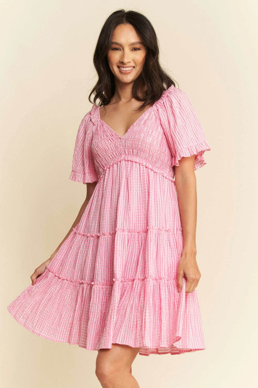 Davi & Dani Jacquard Checker Smocking Tiered Dress - Shop Style & More | Fresh Looks, Everyday Deals & Free Shipping