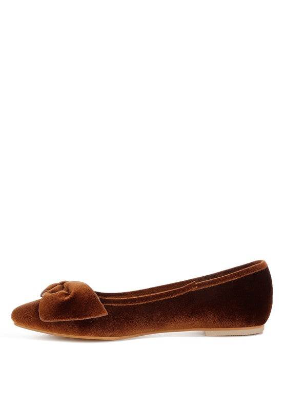 Pothos Luxurious Velvet Bow Ballerinas - Shop Style & More | Fresh Looks, Everyday Deals & Free Shipping