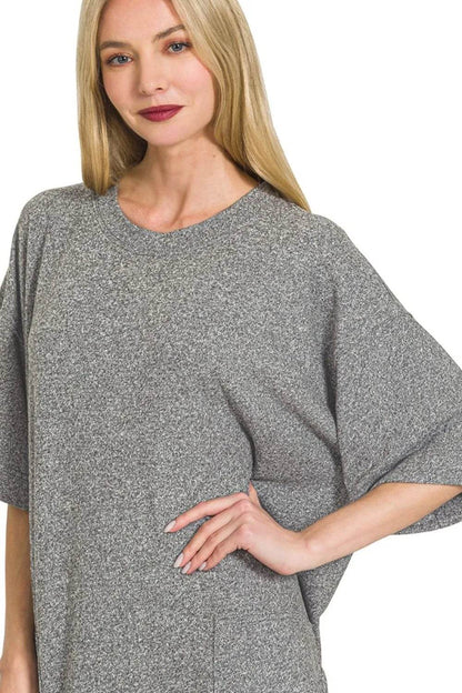 Zenana Soft Melange Hacci T-shirts Dress - Shop Style & More | Fresh Looks, Everyday Deals & Free Shipping
