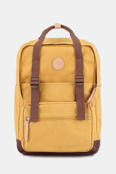 Himawari Waterproof Canvas Backpack Bag with Side Pockets Yellow One Size Bags