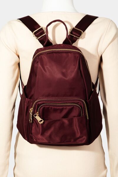 Fame Multi Pocket Nylon Backpack Bag Burgundy One Size Bags