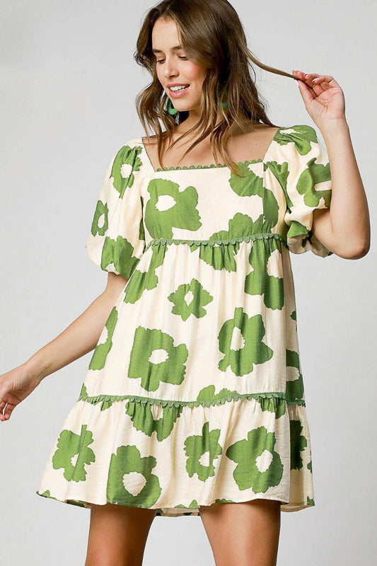 Umgee Full Size Contrast Floral Short Sleeve Mini Dress Plus Size - Shop Style & More | Fresh Looks, Everyday Deals & Free Shipping
