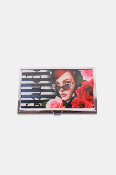 Nicole Lee USA Printed Business Card Case Lady In Red One Size Accessories