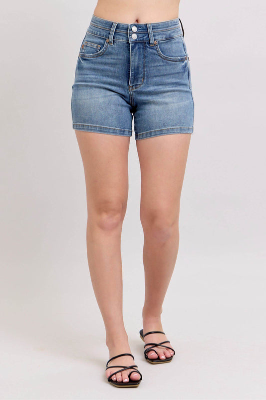 Judy Blue Full Size High Rise Tummy Control Denim Shorts Plus Size - Shop Style & More | Fresh Looks, Everyday Deals & Free Shipping