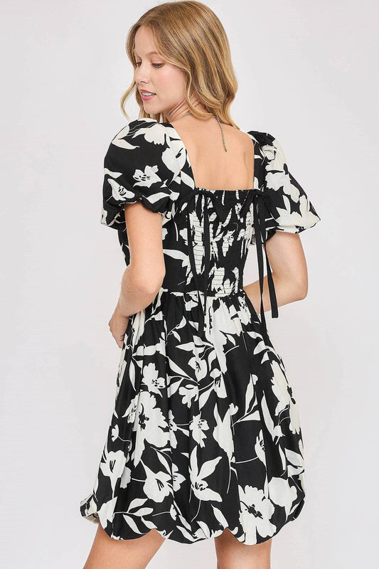 Umgee Full Size Two Tone Floral Print Babydoll Dress Plus Size - Shop Style & More | Fresh Looks, Everyday Deals & Free Shipping