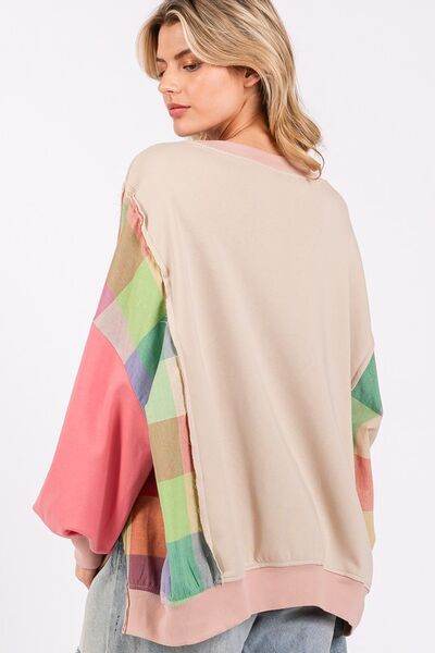 SAGE + FIG Full Size Contrast Peace Patch Dropped Shoulder Sweatshirt - Shop Style & More | Fresh Looks, Everyday Deals & Free Shipping