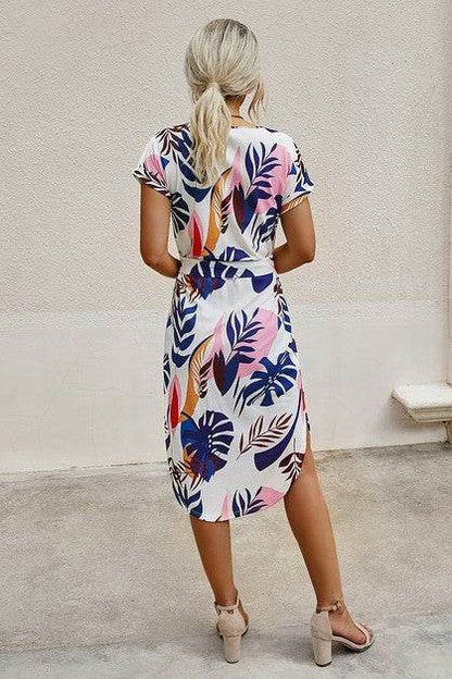Notched Neck Floral Print Belted Fit Dress - Shop Style & More | Fresh Looks, Everyday Deals & Free Shipping