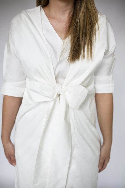 White Dress jacket 3/4 sleeve ties in front with p - Shop Style & More | Fresh Looks, Everyday Deals & Free Shipping