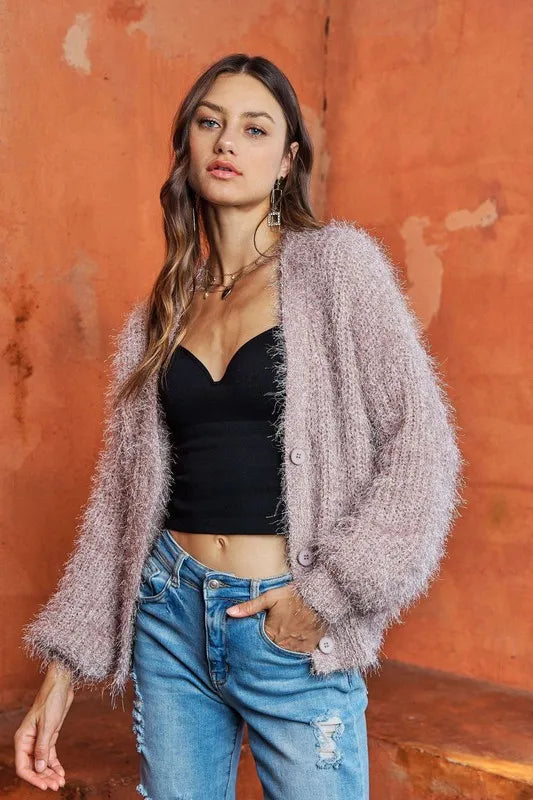 ADORA Fuzzy Sweater Cardigan Women's Outerwear