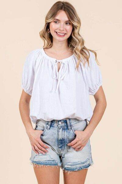 Mittoshop Linen Two-Way Short Sleeve Crop Blouse - Shop Style & More | Fresh Looks, Everyday Deals & Free Shipping