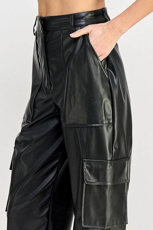 RELAXED VEGAN LEATHER CARGO PANTS - Shop Style & More | Fresh Looks, Everyday Deals & Free Shipping