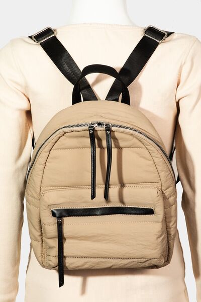 Fame Adjustable Strap Nylon Backpack Bag Khaki One Size Bags