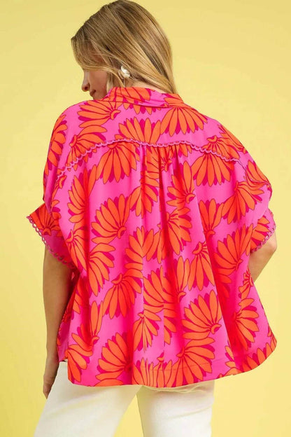 Umgee Printed Button-Up Relaxed Shirt - Shop Style & More | Fresh Looks, Everyday Deals & Free Shipping